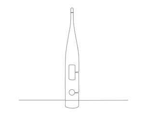 Continuous line drawing of thermometer. One line of thermometer. Medical equipment concept continuous line art. Editable outline.