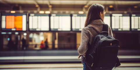 旅行する女性の後ろ姿