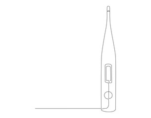 Continuous line drawing of thermometer. One line of thermometer. Medical equipment concept continuous line art. Editable outline.