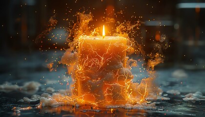 A candle burns in a dark room. The light of the candle is reflected in the water below. The water is still and calm. The only sound is the gentle crackling of the fire.