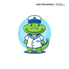 Obraz premium Crocodile sailor crocodile character, illustration, mascot, logo, design, vector, eps 10