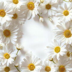 Soft White Daisy Frame, Delicate White Daisies, Floral Background