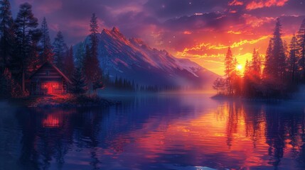 Fototapeta premium Craft an image of a serene sunset scenery