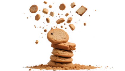 Heap cake scraps, treat flying confined on white, cutting way