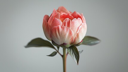 The bud of a peony flower isolated on a white background