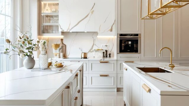 A beautiful modern light white kitchen