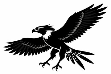 Osprey silhouette on white background, Vector illustration, icon, svg, characters, Holiday t shirt, Hand drawn trendy Vector illustration, eagle silhouette