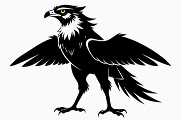 Osprey silhouette on white background, Vector illustration, icon, svg, characters, Holiday t shirt, Hand drawn trendy Vector illustration, eagle silhouette