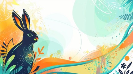 Beautiful background template of Easter holiday theme with bunny for poster presentation.