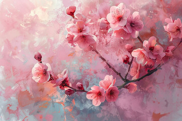 Illustration of cherry blossoms with impressionist touch.