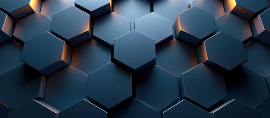 A dark blue wall made of hexagonal shapes