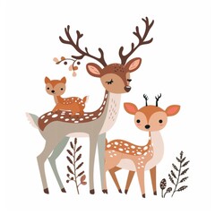 Deer. Flat vector illustration of cute animal. Baby nursery art.