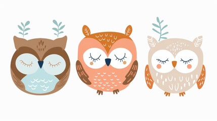 Obraz premium Owl. Flat vector illustration of cute animal. Baby nursery art.