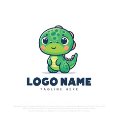 Little cute dinosaur cartoon character

