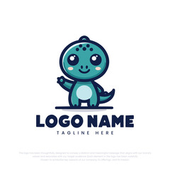 Little cute dinosaur cartoon character
