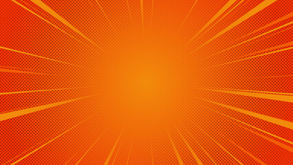 comic zoom lines with dots on orange background , abstract background with rays, empty design element  © AIDIN