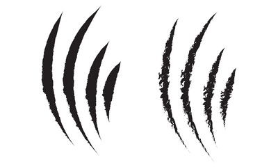 Animal claw scratches. Silhouette style vector icons. Claw scratch vector illustration. Set of cruel animal scratches horror and grunge concept in silhouette isolated on white background in eps 10.