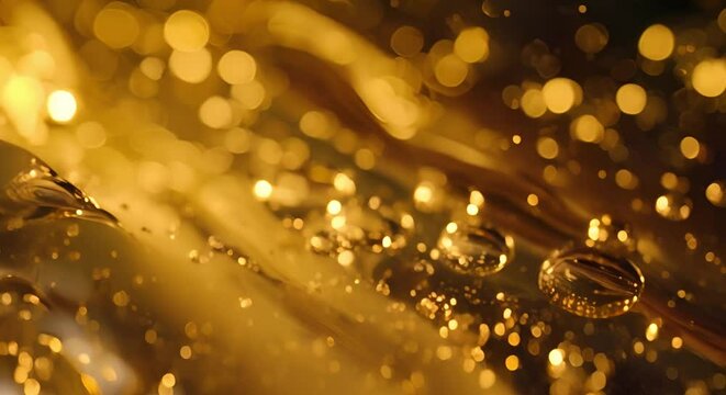 Macro Shot: Gold Oil Bubbles in Water Cosmetic Beauty Product Texture. Concept Cosmetic Photography, Beauty Products, Macro Photography, Gold Oil Bubbles, Textured Images