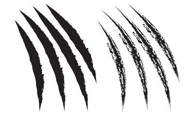 Animals claw scratches icons set. Claw scratches collection. Realistic illustration with black animals claw set. Grange scratches. Set of claws. Wild animals concept icon on white background in eps 10