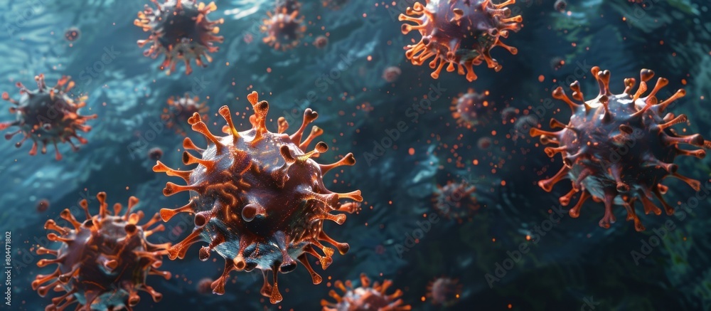 Poster floating pathogen rendering in dark environment