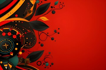 Independence Day is June 1. Day of freedom or emancipation. Traditional African design of holiday elements on a red background with copy space