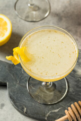 Refreshing Cold Lemon Bees Knees Cocktail