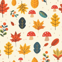 Kids Autumn-Themed Wallpaper in Flat Design

