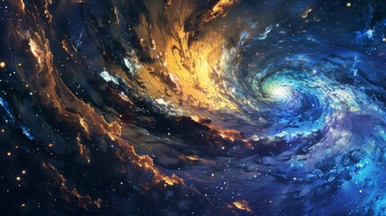 A galaxy reimagined as a Van Gogh painting, swirling brushstrokes of starligh