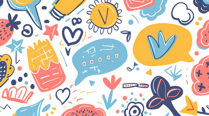 Whimsical Hand Drawn Doodle Collection of Colorful Vector Elements for Social Media and Idol Posters - Trendy Design for Stickers and Decorative Artwork