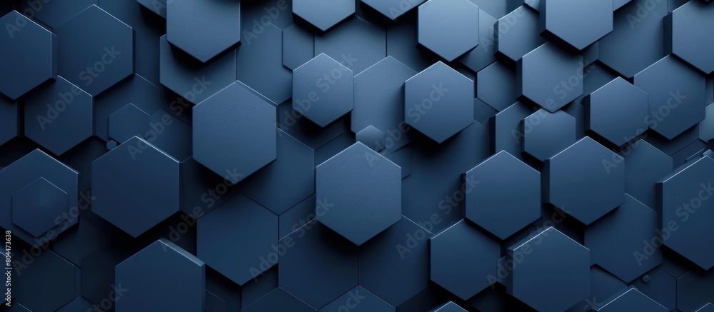 Poster dark blue abstract background with hexagonal shapes