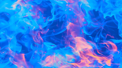 Vivid Blue and Orange Flames Abstract Art