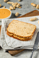 Homemade Peanut Butter and Jelly Sandwich