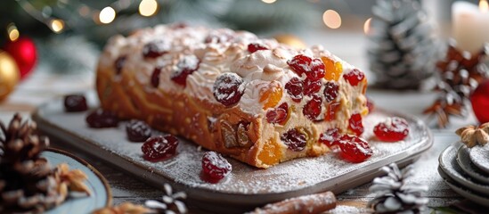 Marzipan Loaf Covered in Cranberry Sauce
