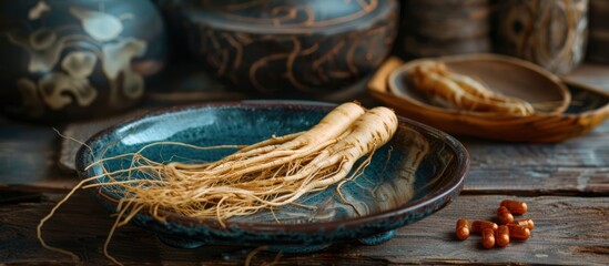 Dish With Red Ginseng Roots