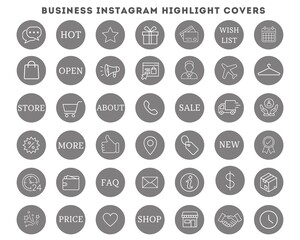 Instagram highlights stories covers business grey