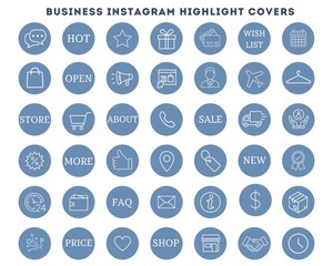 Instagram highlights stories covers business blue