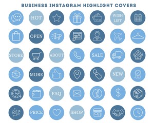 Instagram highlights stories covers business blue	