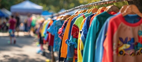 Colorful Shirts Hanging on a Line