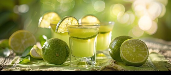 Three Glasses of Limeade With Limes - Powered by Adobe
