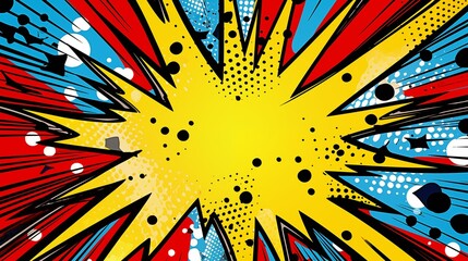 Vibrant explosion Pop Art Style Comic Explosion Illustration with Halftone Pattern.