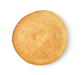 Half of grilled burger bun isolated on white, top view