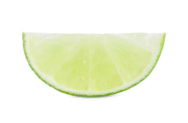 Citrus fruit. Slice of fresh lime isolated on white