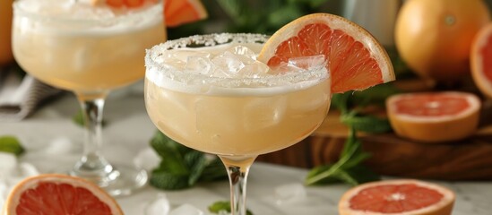 Glasses of Grapefruit Cocktails