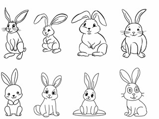 set of easter rabbits