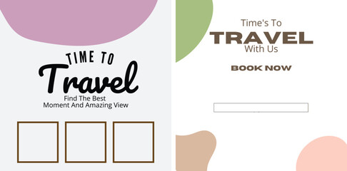Set of travel sale social media post template. Web banner, flyer or poster for travelling agency business offer promotion. Holiday and tour advertising banner design.