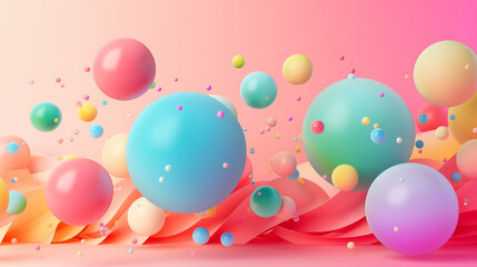 .A vibrant and dynamic abstract background filled with a variety of colors and ball shapes creates an eye-catching and energetic visual experience.