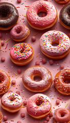 fun pattern of cartoon donuts. each donut is different.generative ai