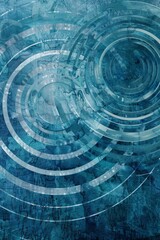 Geometric pattern mimicking ripples on water, overlapping circles, calming blues