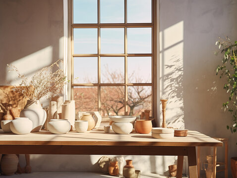 Interior of a creative workshop pottery studio