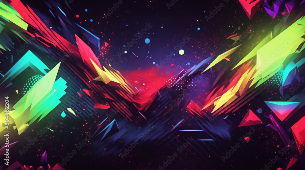 Poster a dynamic explosion of bright colors in an abstract composition